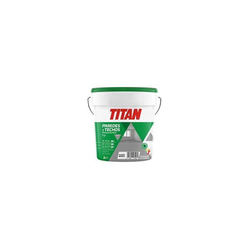 foto del prodotto vernice acrilica per la decorazione di pareti e soffitti t 3 bianco opaco 1l titan 123000301