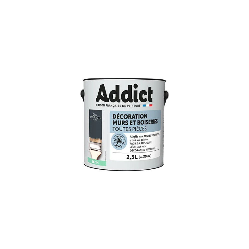 foto del prodotto vernice acrilica satinata di colore antracite per pareti e pareti in legno 2.5l.