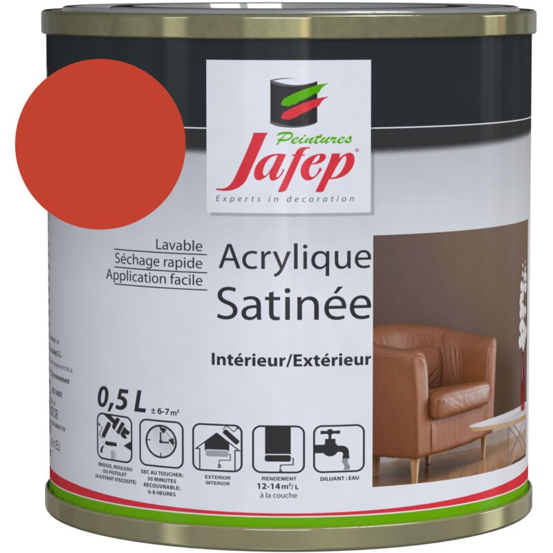 foto del prodotto vernice acrilica satinata rossa brillante jafep 0,5 l