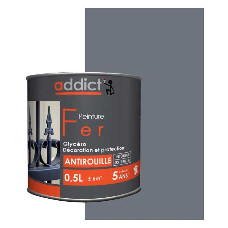 foto del prodotto vernice antiruggine per ferro grigio antracite, 0,5 litri, per interni ed esterni