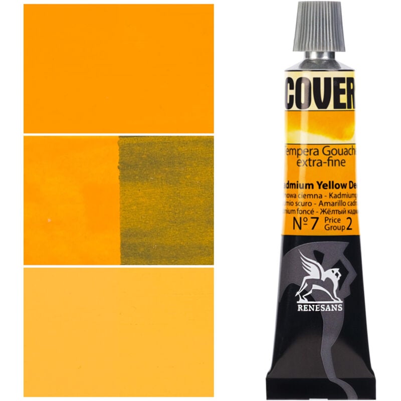 foto del prodotto vernice copertura tubo alluminio tempera goucache renesans 7 giallo caddio scuro 20ml