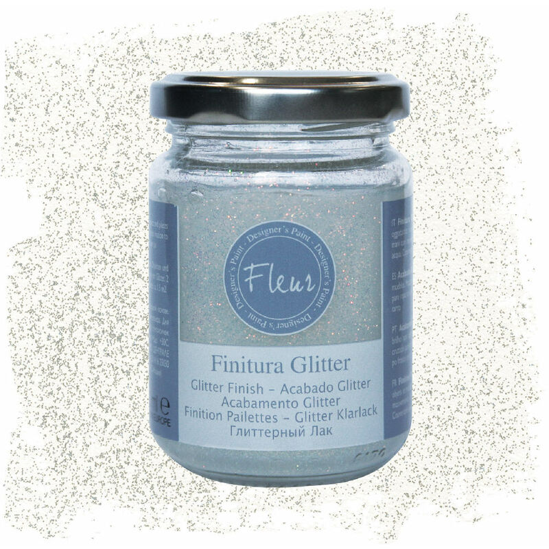foto del prodotto vernice di finitura con glitter fleur a base acqua 130 ml colore silver glam