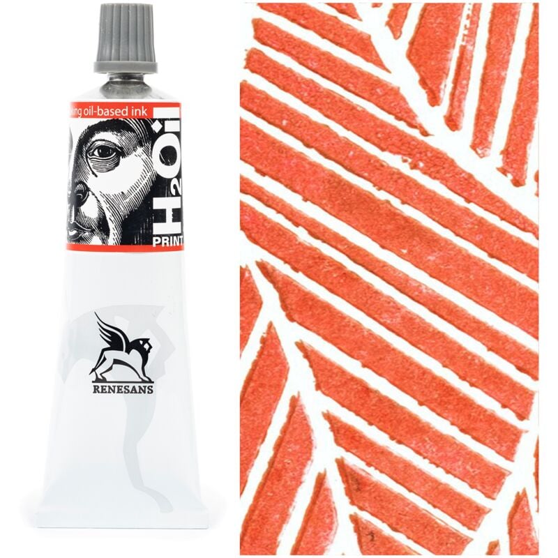 foto del prodotto vernice grafica h2oil per linoleografia renesans rosso 60ml 4 rosso cadmio