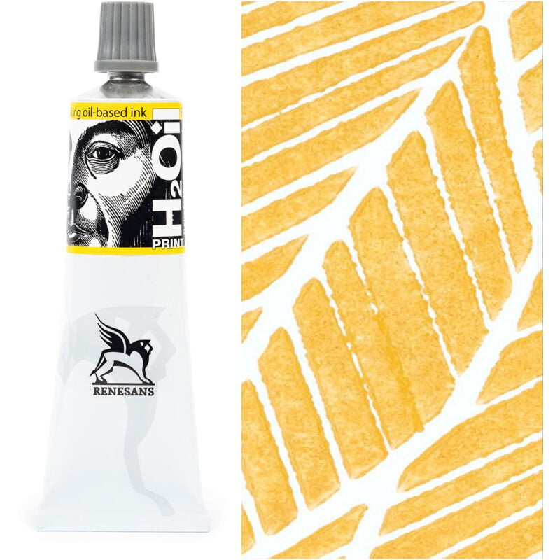 foto del prodotto vernice grafica h2oil per xilografia su linoleum renesans 60ml 10 ugier yellow