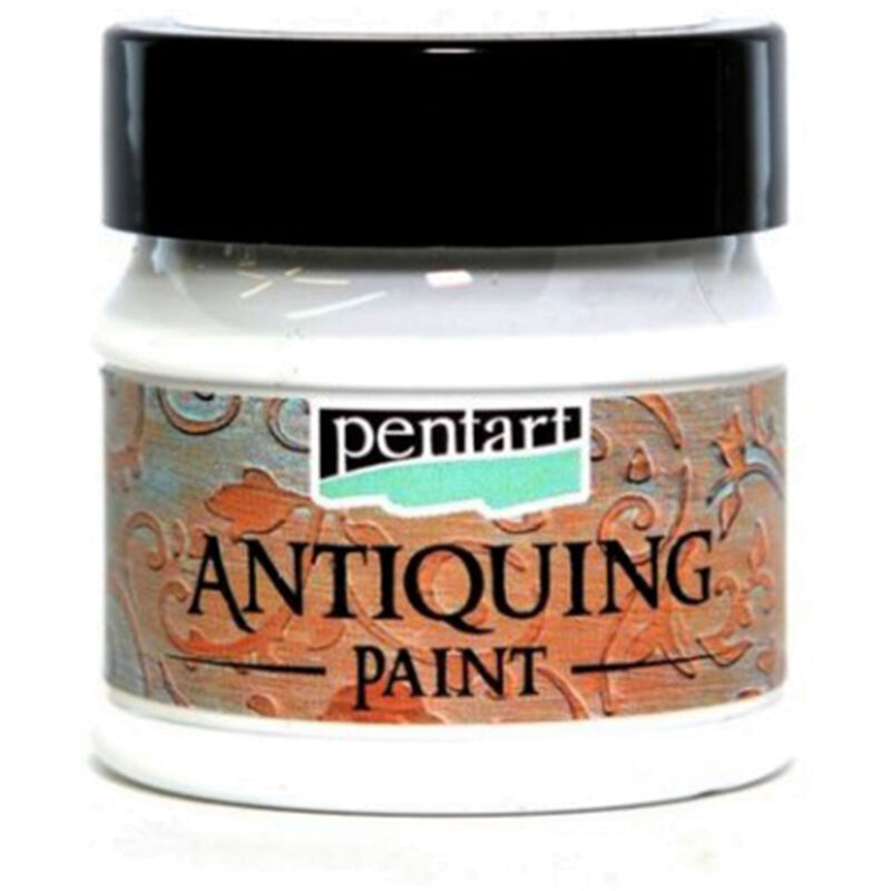 foto del prodotto vernice invecchiante pentart con effetto vintage anticato per decoupage, 50ml, bianco
