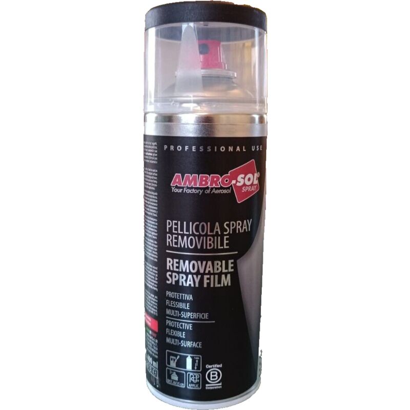 foto del prodotto vernice pellicola spray rimovibile elastica ambro sol auto moto nero opaco 400ml
