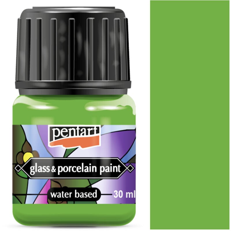 foto del prodotto vernice per metallo vetro porcellanato pentart apple green verde chiaro 30ml