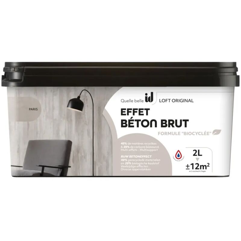 foto del prodotto vernice pittura decorativa loft original effetto cemento, colore beige 2 lt