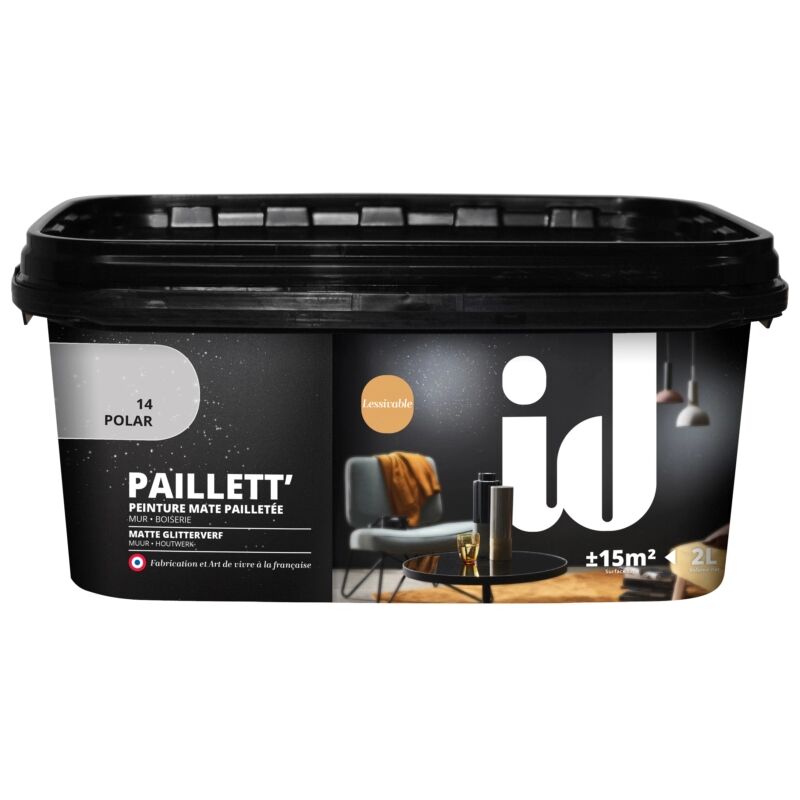 foto del prodotto vernice pittura effetto paillett grigio polar 2 lt