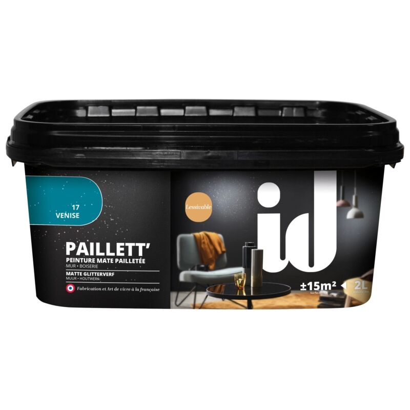 foto del prodotto vernice pittura effetto paillett turchese 2 lt