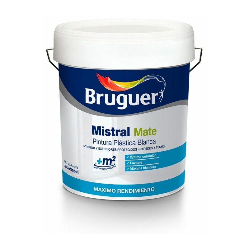 foto del prodotto vernice plastica bianca opaca mistral 4l per interni ed esterni bruguer