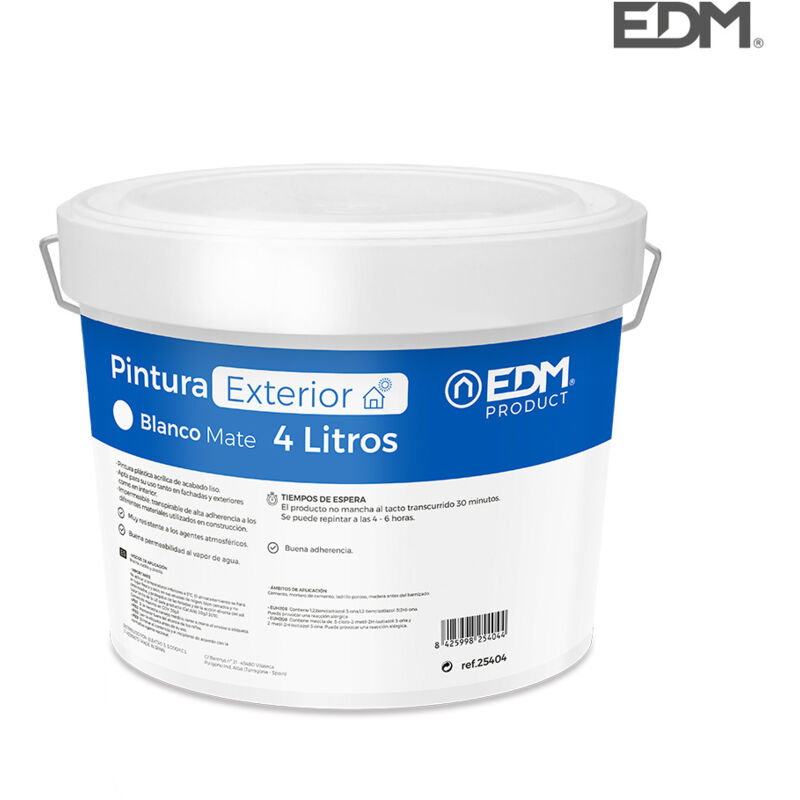 foto del prodotto vernice plastica opaca per interni esterni bianca 4l edm