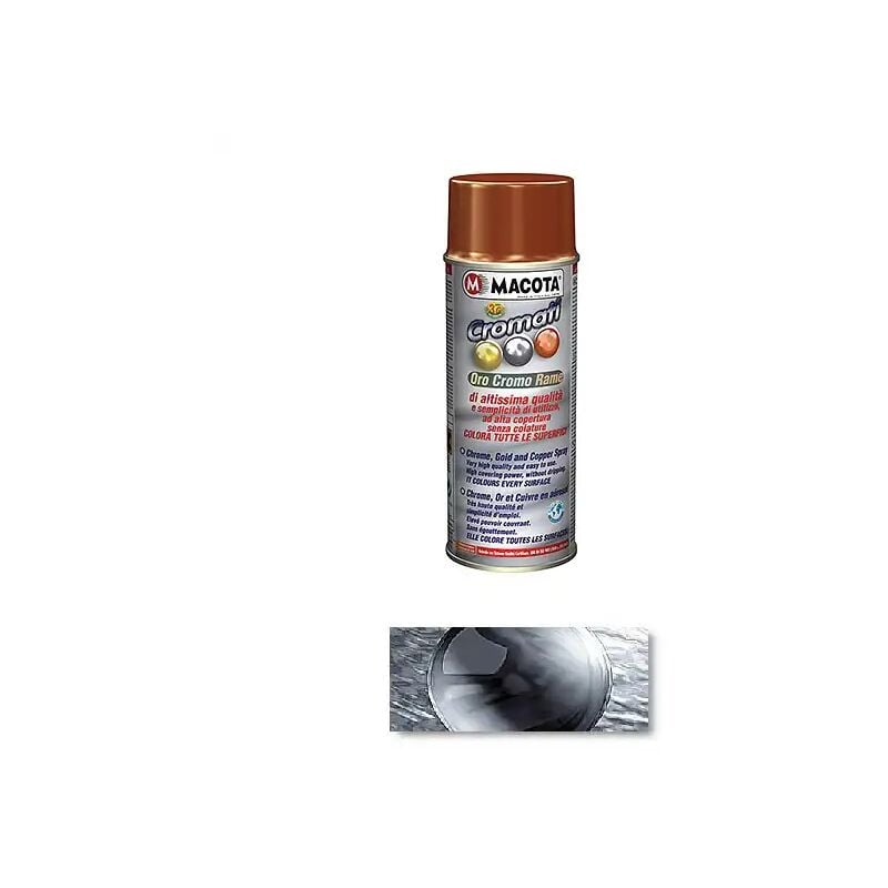 foto del prodotto vernice spray 400ml effetto cromato smalto acrilico non cola cromatura macota