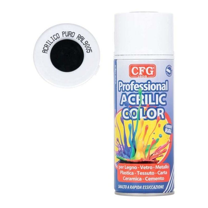 foto del prodotto vernice spray acrilica cgf nero lucido ral 9005 400ml cfg sp9005