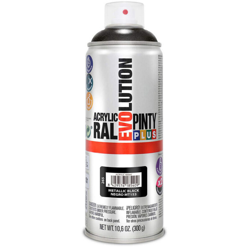 foto del prodotto vernice spray pintyplus evolution mt153 metallizzato 400 ml nero