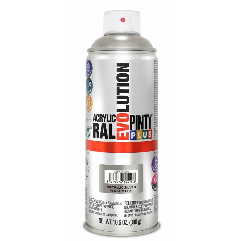 foto del prodotto vernice spray pintyplus evolution mt191 metallizzato 400 ml argentato