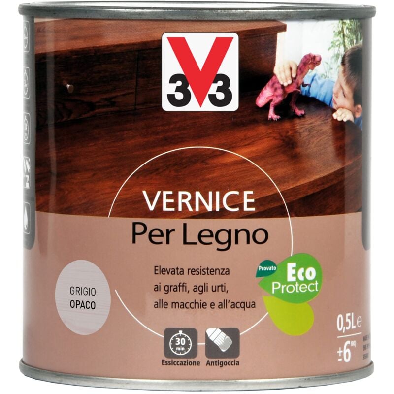 foto del prodotto vernice v33 legno ml.500 opaco grigio
