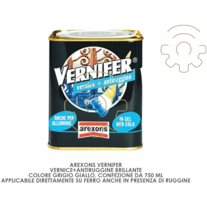 foto del prodotto vernifer vernice antiruggine brillante colore giallo 750 ml applicazione diretta ruggine antiruggine vernice smalto