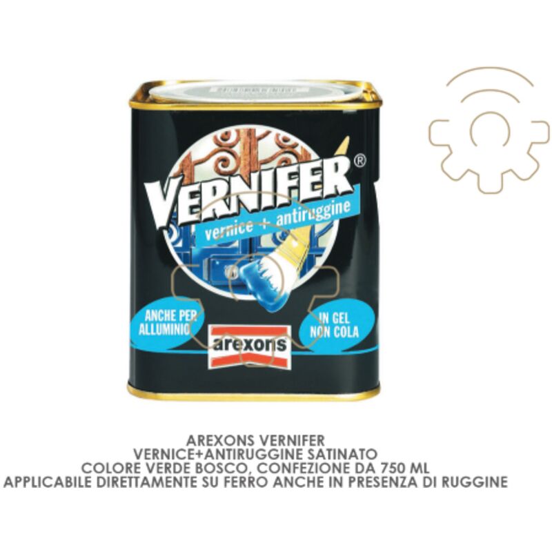 foto del prodotto vernifer vernice antiruggine satinato colore verde bosco 750 ml applicazione diretta ruggine antiruggine vernice smalto