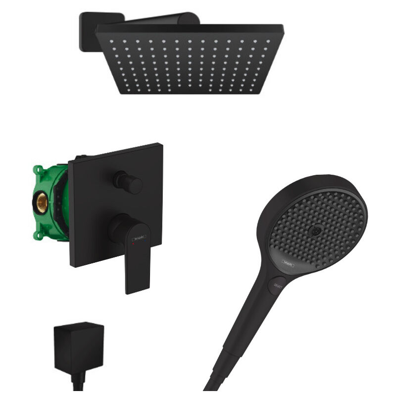 foto del prodotto vernis shape pulsify set doccia tutto in uno con soffione 230 xxl doccetta a 3 getti, nero opaco hansgrohe