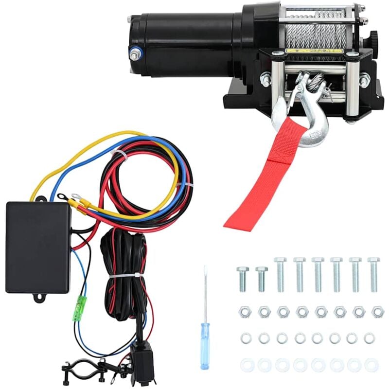 foto del prodotto verricello elettrico 12 v 1360 kg con piastra e rullo passacavo vidaxl 844675