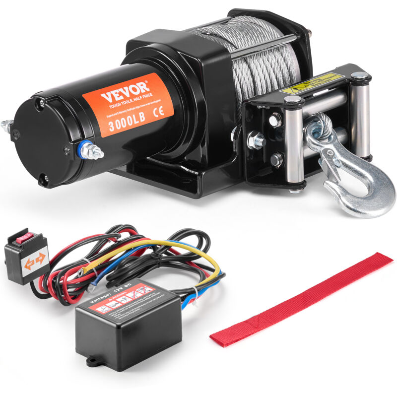 foto del prodotto verricello elettrico, capacita di tiro della linea 1361 kg verricello atv utv 12 v cc 0,5 x 1188,7 cm 7 fili cavo in acciaio rullo passacavo
