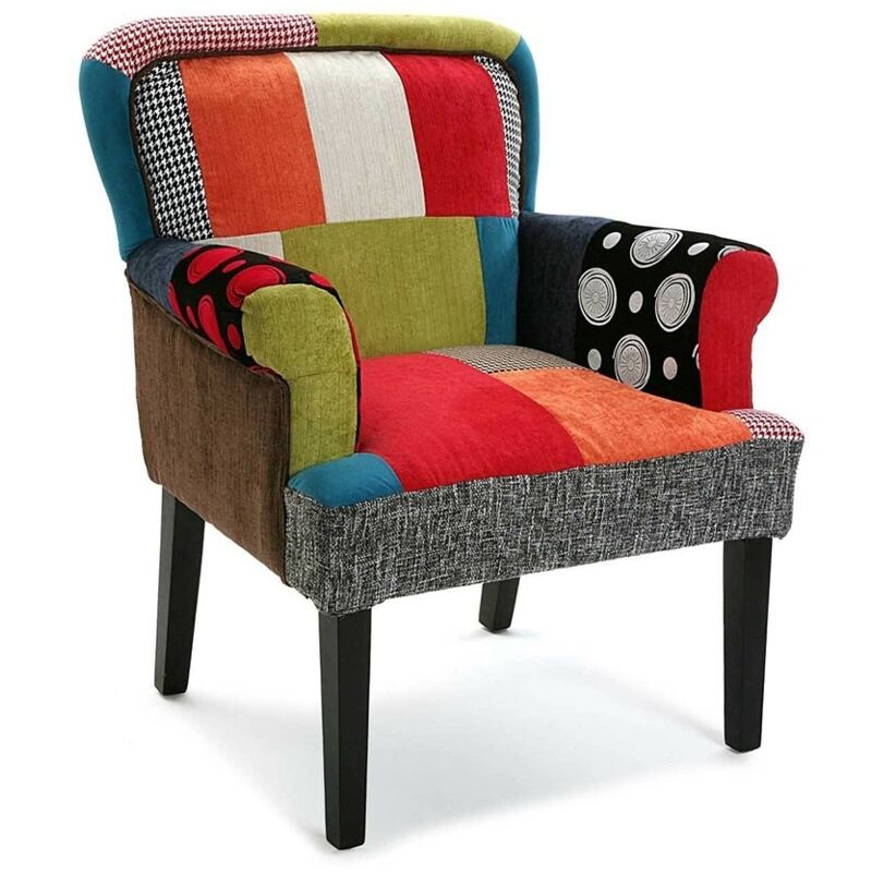 foto del prodotto versa poltrona patchwork sedia cotone seduta comoda moderna philippe