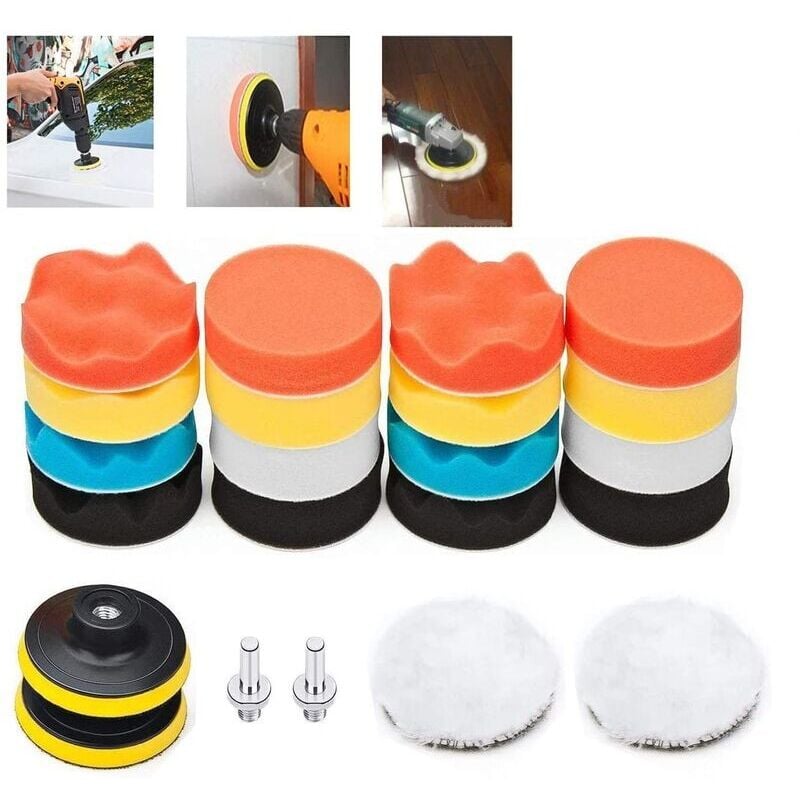 foto del prodotto versaillesfr spugna per lucidatura spugna per lucidatura per auto da 22 pezzi con set di adattatori per lucidare auto da 3 pollici