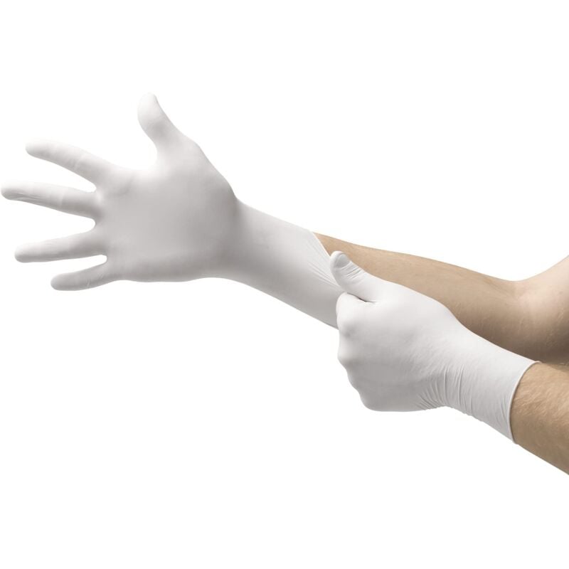foto del prodotto versatouch 92 205 guanti nitrile monouso, senza lattice, resistenti, alimentari, senza polvere bianco, xl 100 pezzi, magro, 10 xl ansell
