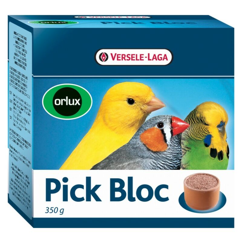 foto del prodotto versele laga orlux pick bloc 350g minerali in una ciotola di argilla per uccelli