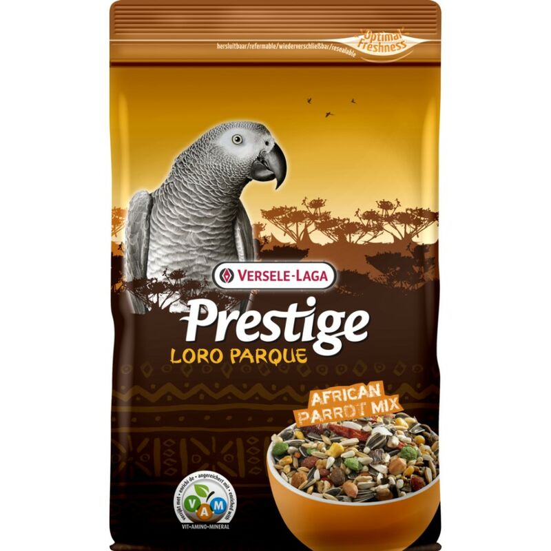 foto del prodotto versele laga prestige loro parque mix african parrot cibo da 2,5 kg per pappagalli cenerini e altri pappagalli africani