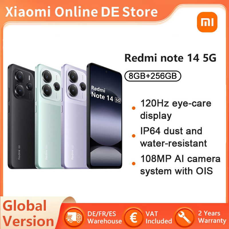 foto del prodotto versione globale xiaomi redmi note 14 5g smartphone nfc mtk dimensity 7025-ultra 108mp fotocamera 5110mah batteria 45w turbo ricarica