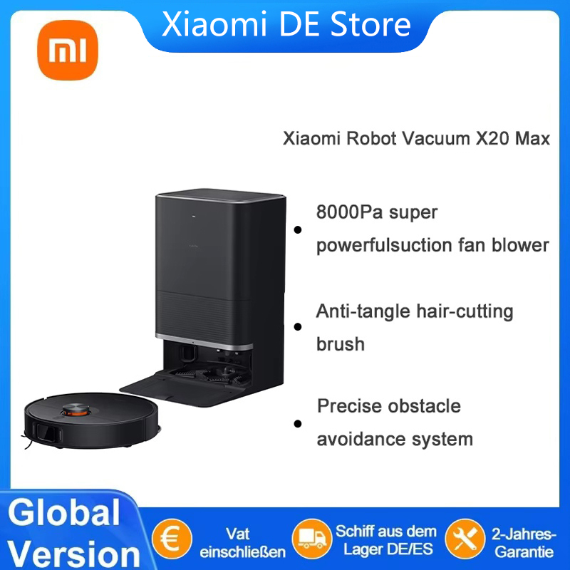 foto del prodotto versione globale xiaomi robot aspirapolvere x20 max controllo vocale raccolta automatica della polvere scansione della casa intera pulizia del liquido dei capelli