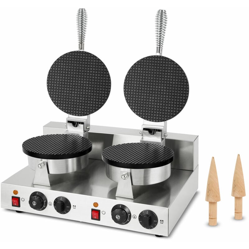 foto del prodotto vertes macchina per waffle doppia, piastra per waffle a cono gelato, waffle maker 48 pezzi h, cono incluso, regolabile 0 300 c, antiaderente,