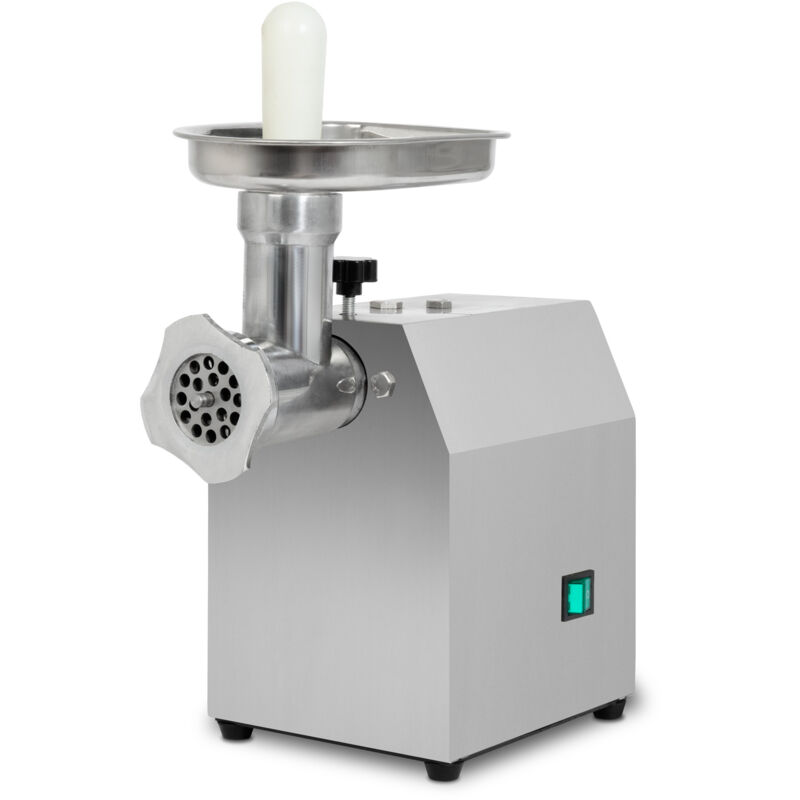 foto del prodotto vertes tritacarne elettrico, acciaio inox, 370w, 80 kg h, taglia 8, professionale per la ristorazione, 2 vassoi di alimentazione, 4 dischi forati, 2