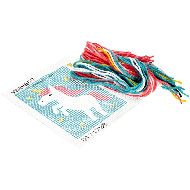 foto del prodotto vervaco kit ricamo principianti unicorno educativo attivit canovaccio per punto croce prestampato set fai da te passatempi creativi confezione,