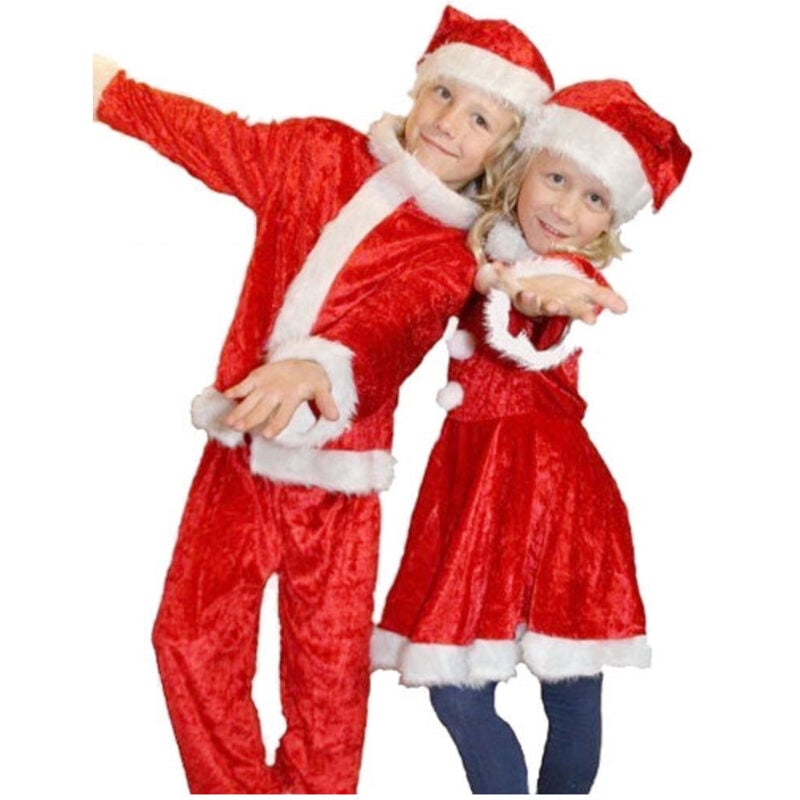 foto del prodotto vestito completo abito natalizio per bambini e bambine 4-6/7-9 anni rosso - - trade shop traesio