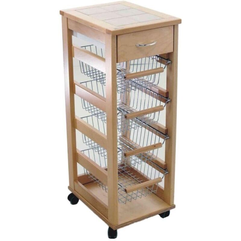 foto del prodotto vesuvio carrello da cucina in legno naturale h83 x 36 x 29 cm