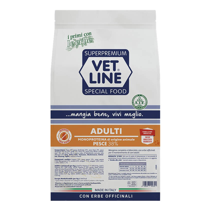 foto del prodotto vetline cane adulto monoproteico pesce 12,5 kg