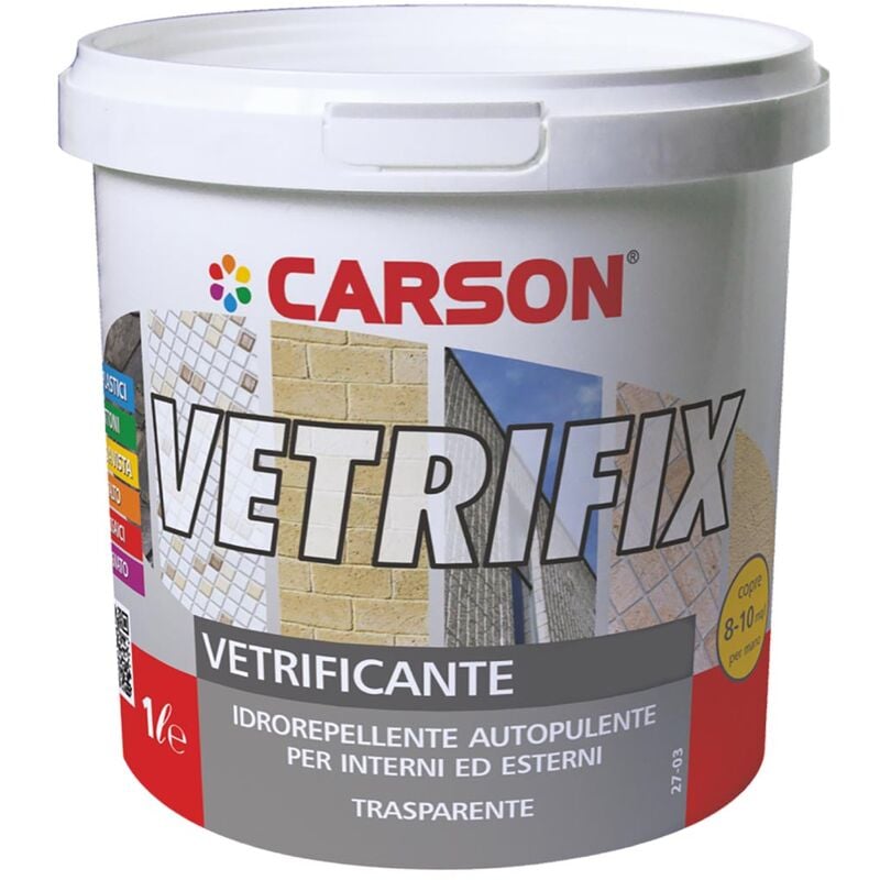 foto del prodotto vetrificante idrorepellente autopulente per interni ed esterni lucidante protettivo carson vetrifix opaco 1 litro