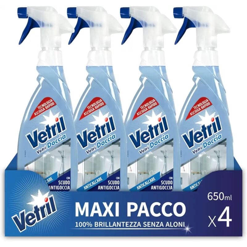 foto del prodotto vetril natural spray vetri 650ml x4 detergente brillantezza no aloni