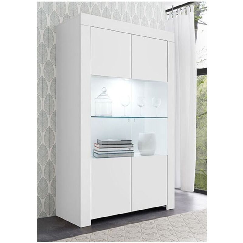 foto del prodotto vetrina 2 ante linea clear in bianco opaco
