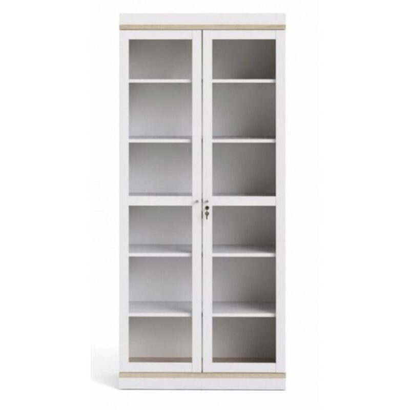 foto del prodotto vetrina 88x36x200 cm bianco opaco e rovere fidenza