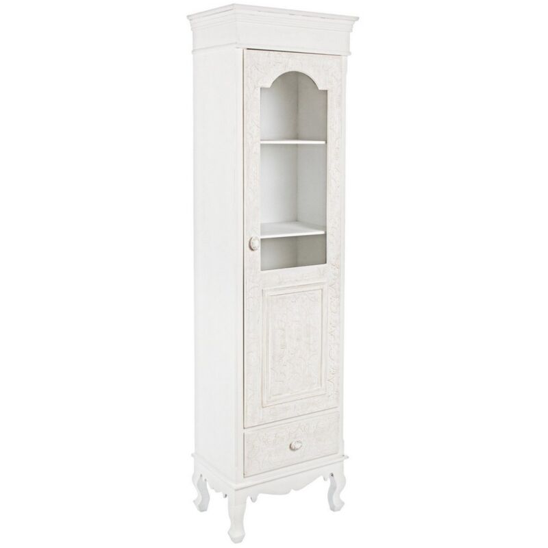 foto del prodotto vetrina clorine da 1 anta e 1 cassetto in mdf, con ripiani, color bianco, per interno