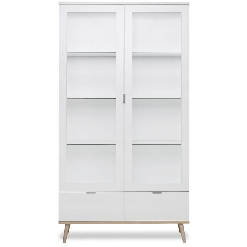foto del prodotto vetrina con 2 porte vetrate e 2 cassetti a185 cm copenhague