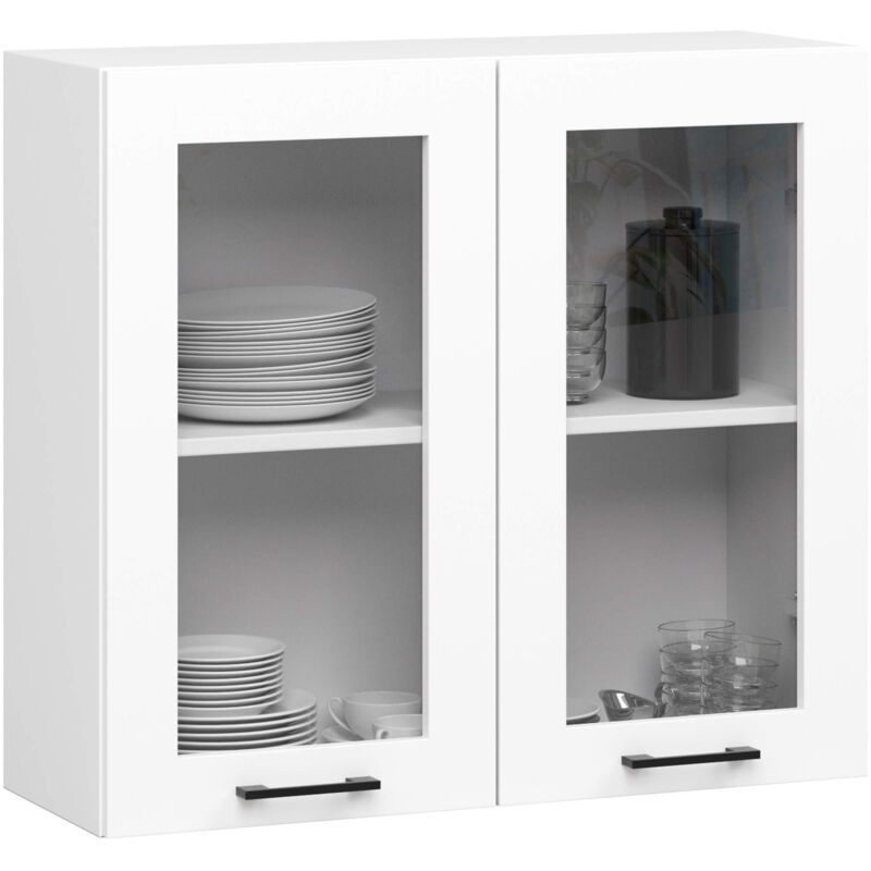 foto del prodotto vetrina da cucina sospesa akord oliwia bianca 80 cm 2 porte 80x30,5x72 cm