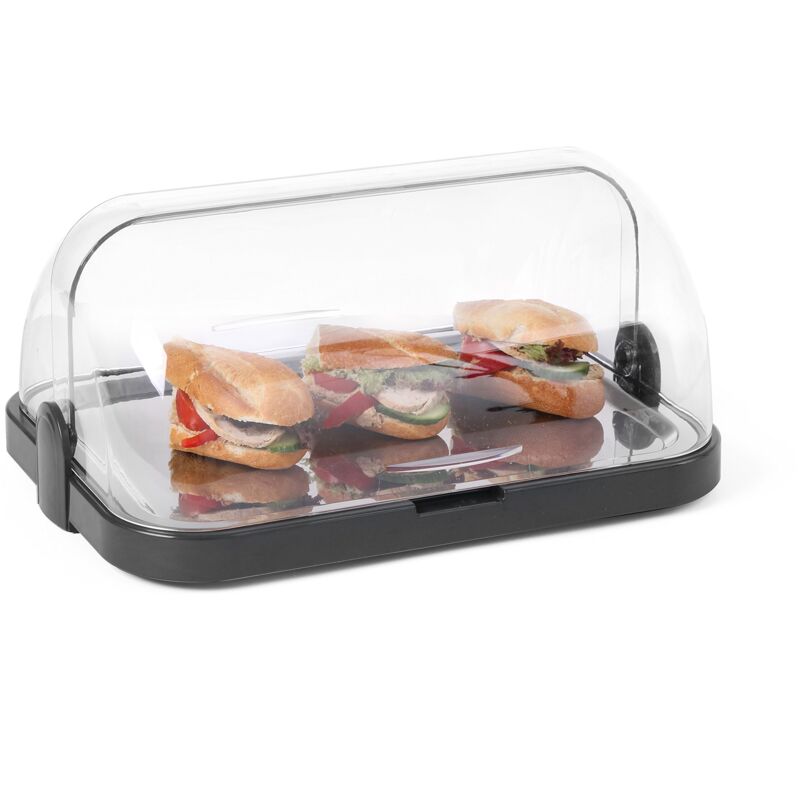 foto del prodotto vetrina espositiva refrigerata, display per buffet, set espositore di raffreddamento con vassoio, coperchio rotante roll top ed 2 elementi