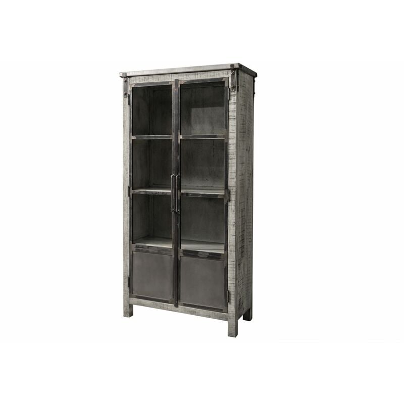 foto del prodotto vetrina in legno di mango 90x40x180 grigio scuro laccato heavy industry 141
