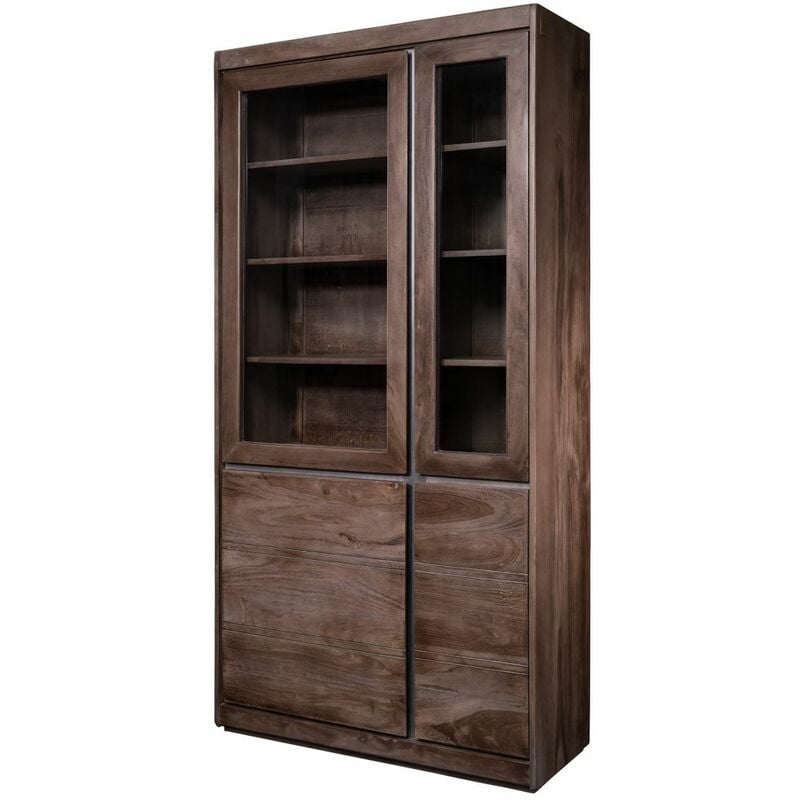 foto del prodotto vetrina in legno di sheesham / palissandro 102x40x205 smoked oak laccato sydney 201