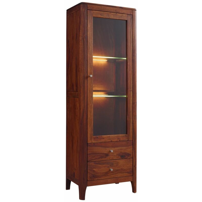 foto del prodotto vetrina in legno di sheesham palissandro 60x40x178 noce oliato brooklyn 26